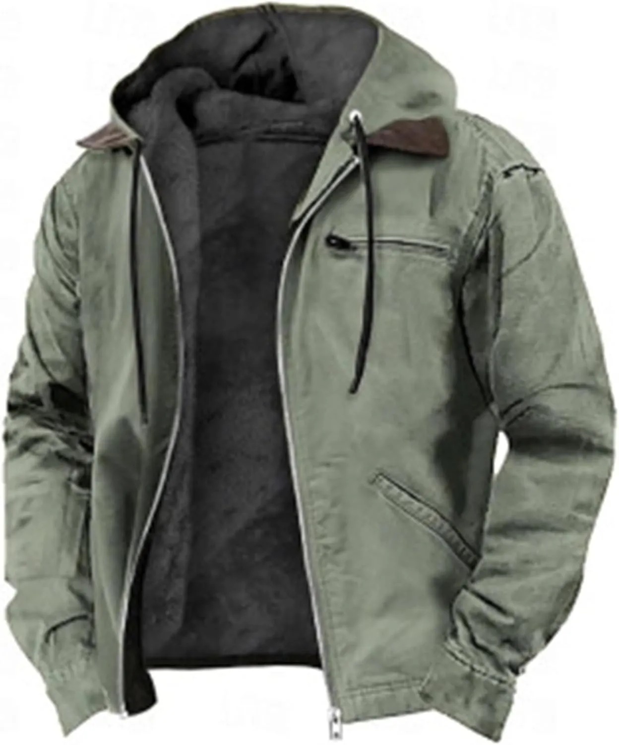 ADJHDFH Camp Hoodie Sherpa Lined Bomber Jacket Men Fleece Hoodies For Men Zip Up 5Xl Bomber Jacket for Men Big And Tall
