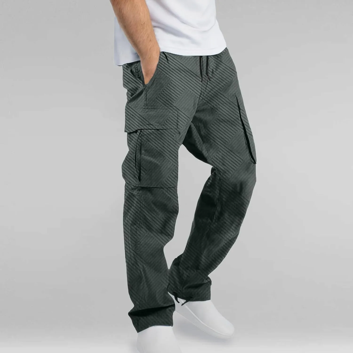 Aniywn Cargo Pants for Men Casual Baggy Work Hiking Pants Relax Fit Outdoor Big and Tall Workout Joggers with Multi Pockets