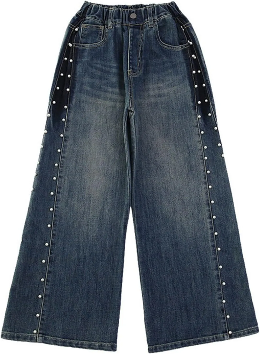 Baggy Girls Jeans Streetwear Denim Cargo Pants High Waist Floor Length Baggy Wide Leg Cargo Jeans