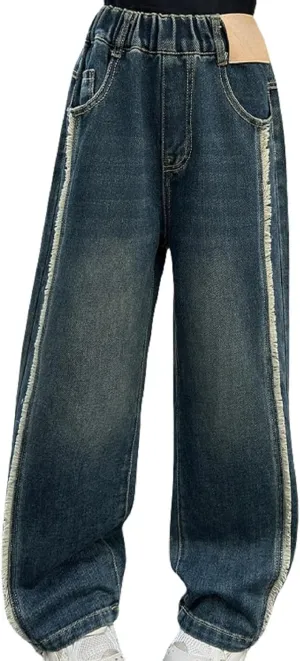 Baggy Girls Jeans Streetwear Denim Cargo Pants High Waist Floor Length Baggy Wide Leg Cargo Jeans
