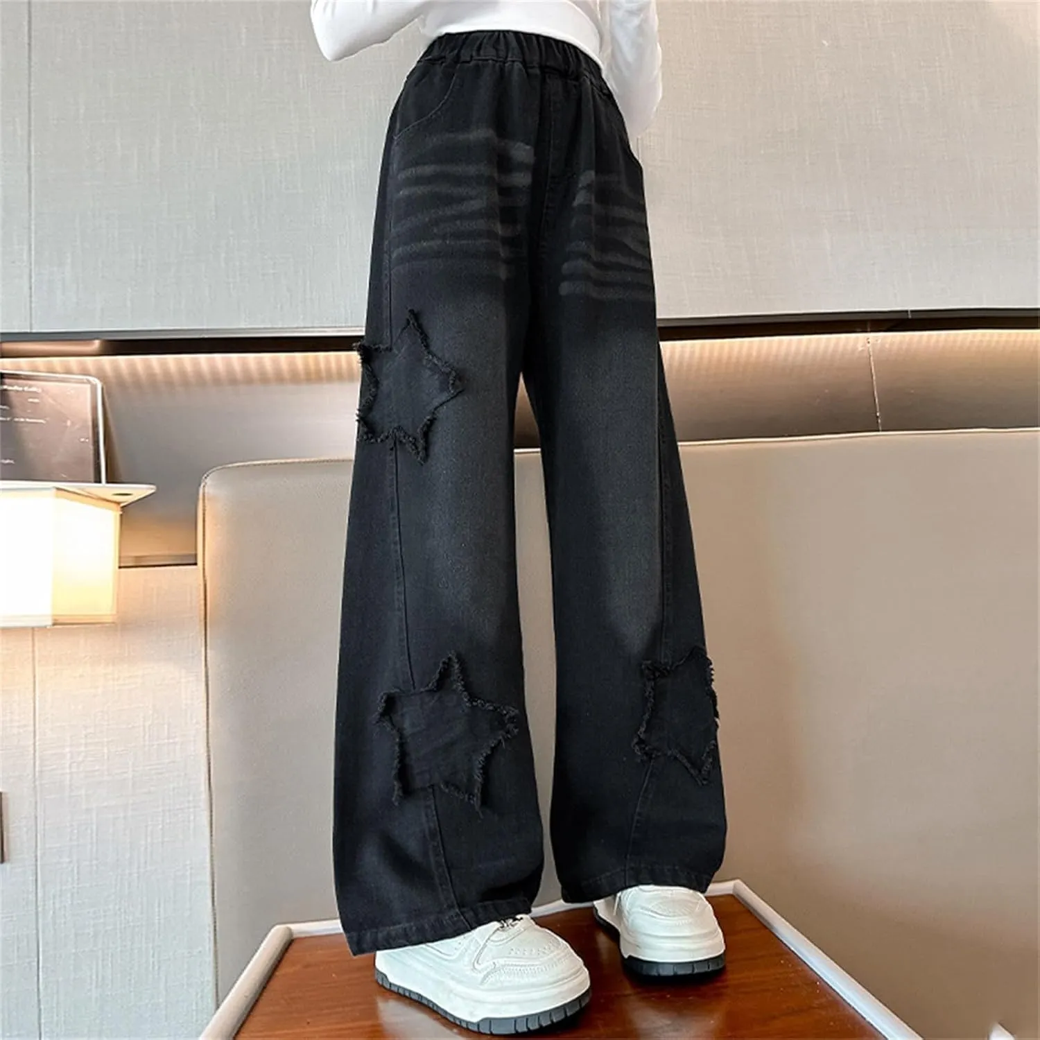 Baggy Girls Jeans Streetwear Denim Cargo Pants High Waist Floor Length Baggy Wide Leg Cargo Jeans