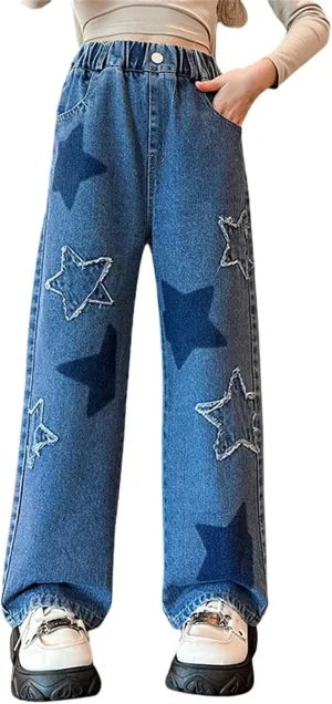 Baggy Girls Jeans Streetwear Denim Cargo Pants High Waist Floor Length Baggy Wide Leg Cargo Jeans