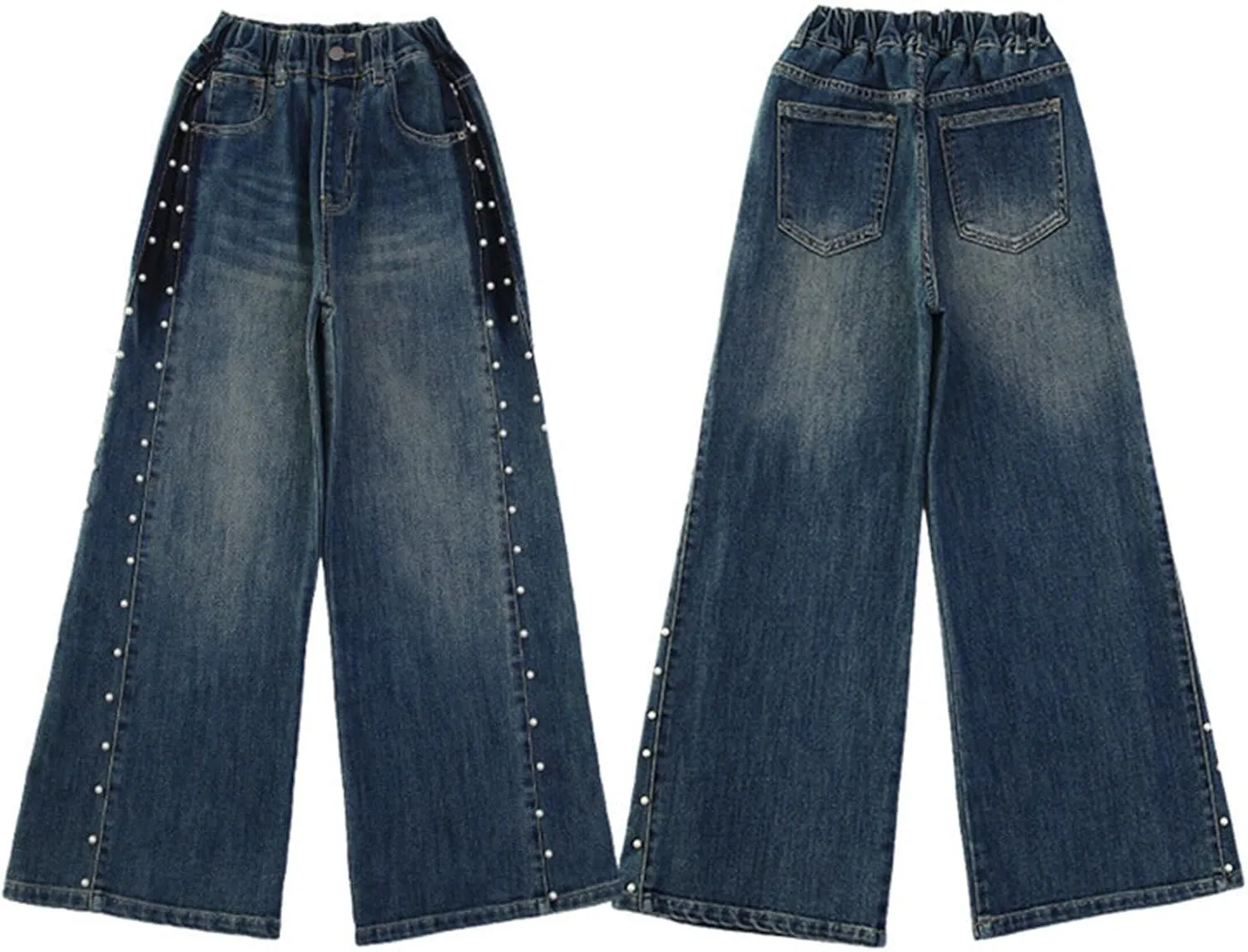 Baggy Girls Jeans Streetwear Denim Cargo Pants High Waist Floor Length Baggy Wide Leg Cargo Jeans
