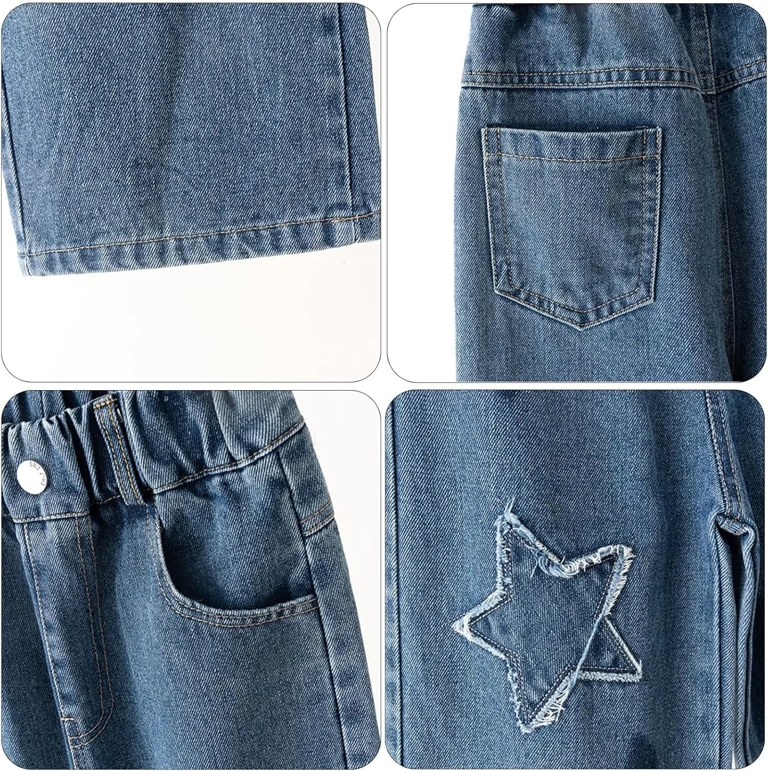 Baggy Girls Jeans Streetwear Denim Cargo Pants High Waist Floor Length Baggy Wide Leg Cargo Jeans
