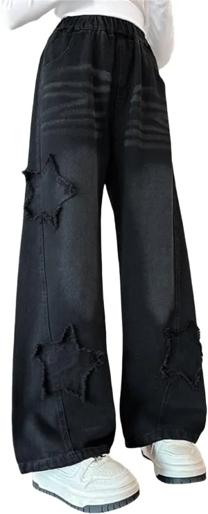 Baggy Girls Jeans Streetwear Denim Cargo Pants High Waist Floor Length Baggy Wide Leg Cargo Jeans