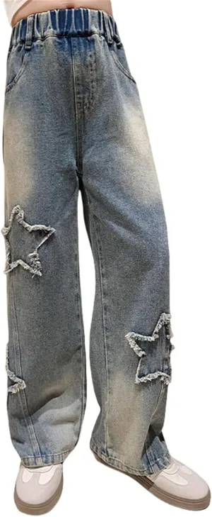 Baggy Girls Jeans Streetwear Denim Cargo Pants High Waist Floor Length Baggy Wide Leg Cargo Jeans