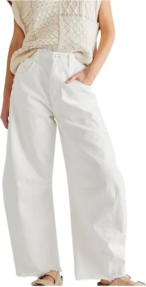 Barrel Leg Jeans Women Balloon Jeans,Women's Baggy Boyfriend Jeans Vintage Wide Leg Mid Rise Barrel Denim Ankle Pants