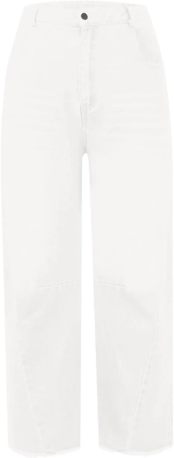Barrel Leg Jeans Women Balloon Jeans,Women's Baggy Boyfriend Jeans Vintage Wide Leg Mid Rise Barrel Denim Ankle Pants