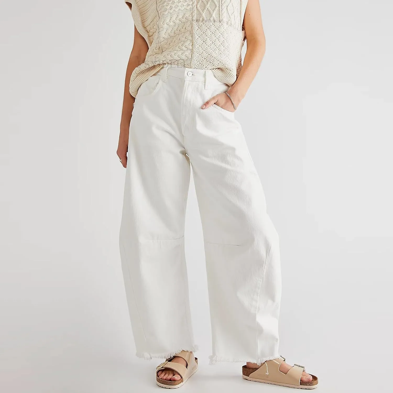 Barrel Leg Jeans Women Balloon Jeans,Women's Baggy Boyfriend Jeans Vintage Wide Leg Mid Rise Barrel Denim Ankle Pants