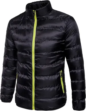 BIFUTON Winter Jackets for Men Lightweight Puffer Jacket Zip Up Quilted Jackets Stand Up Collar Packable Down Coat Jacket Top