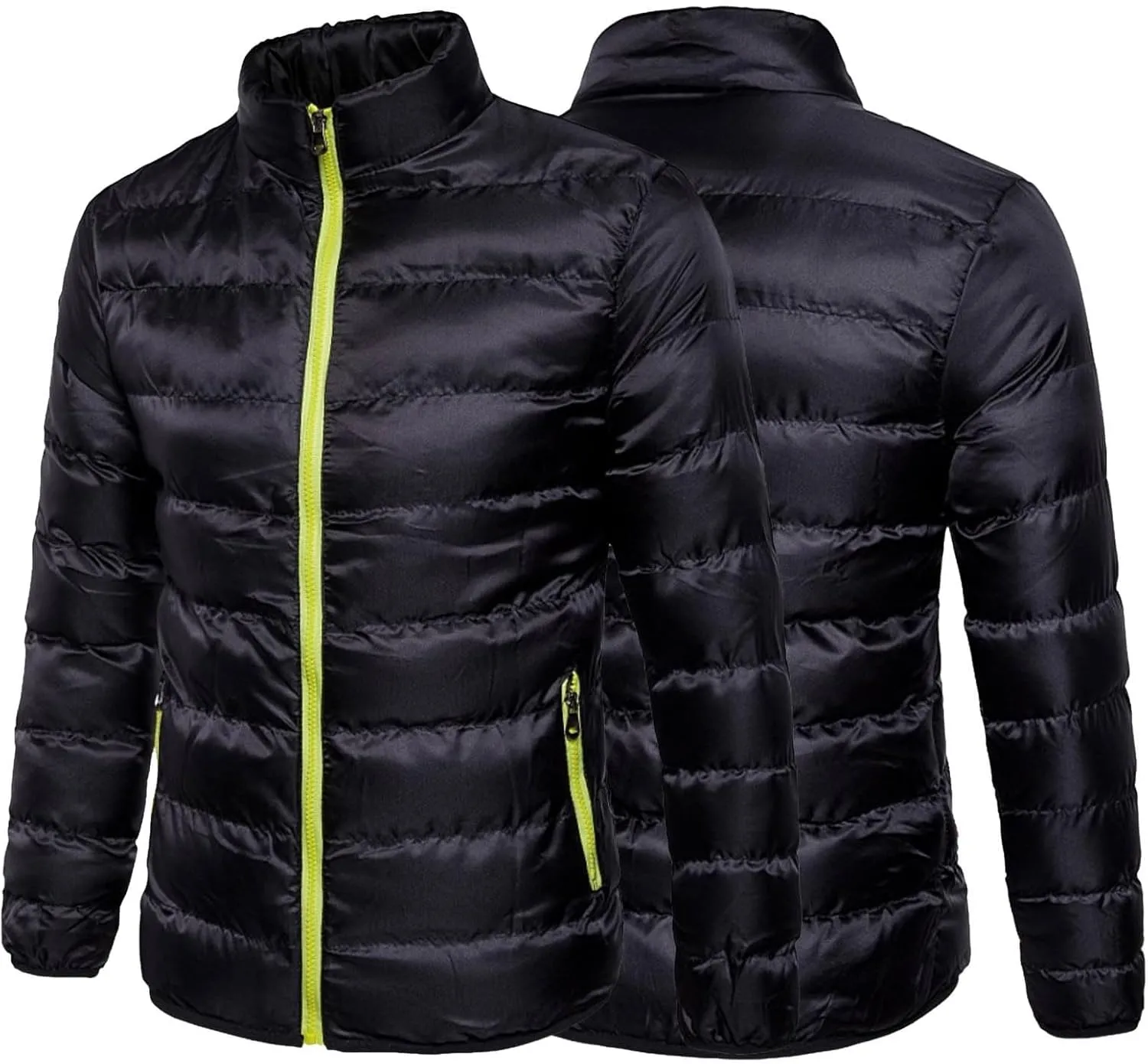 BIFUTON Winter Jackets for Men Lightweight Puffer Jacket Zip Up Quilted Jackets Stand Up Collar Packable Down Coat Jacket Top