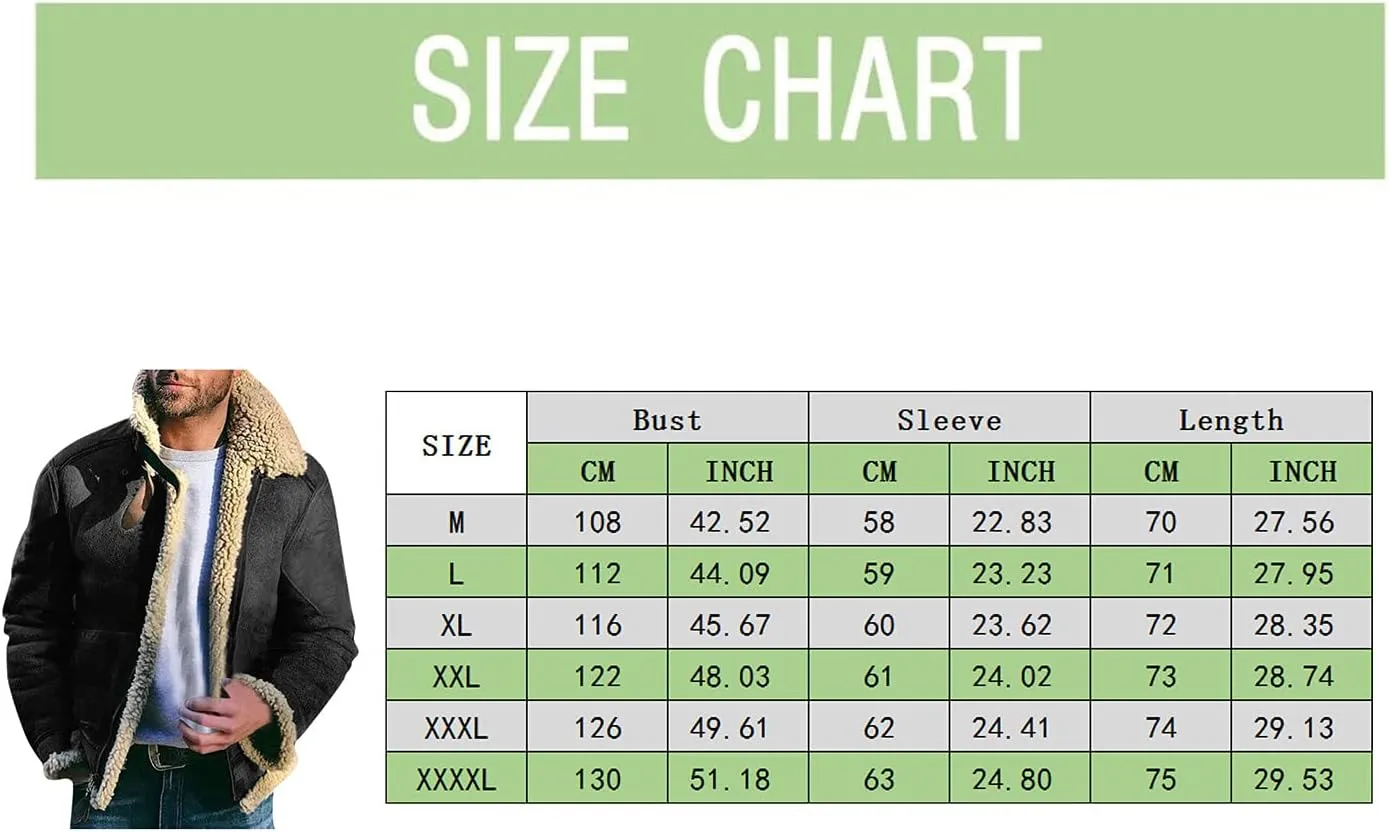 BIFUTON Winter Jackets for Men,Mens Pullover Winter Workout Faux Leather Lapel Jackets Fur Stand Collar Soft Warm Thick Coats