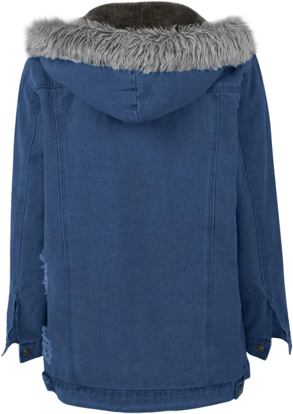 Binmer Women's Fleece Sherpa Lined Denim Jackets Faux Fur Hoodies Coat Winter Warm Button Down Coats Shaggy Warm Outerwear