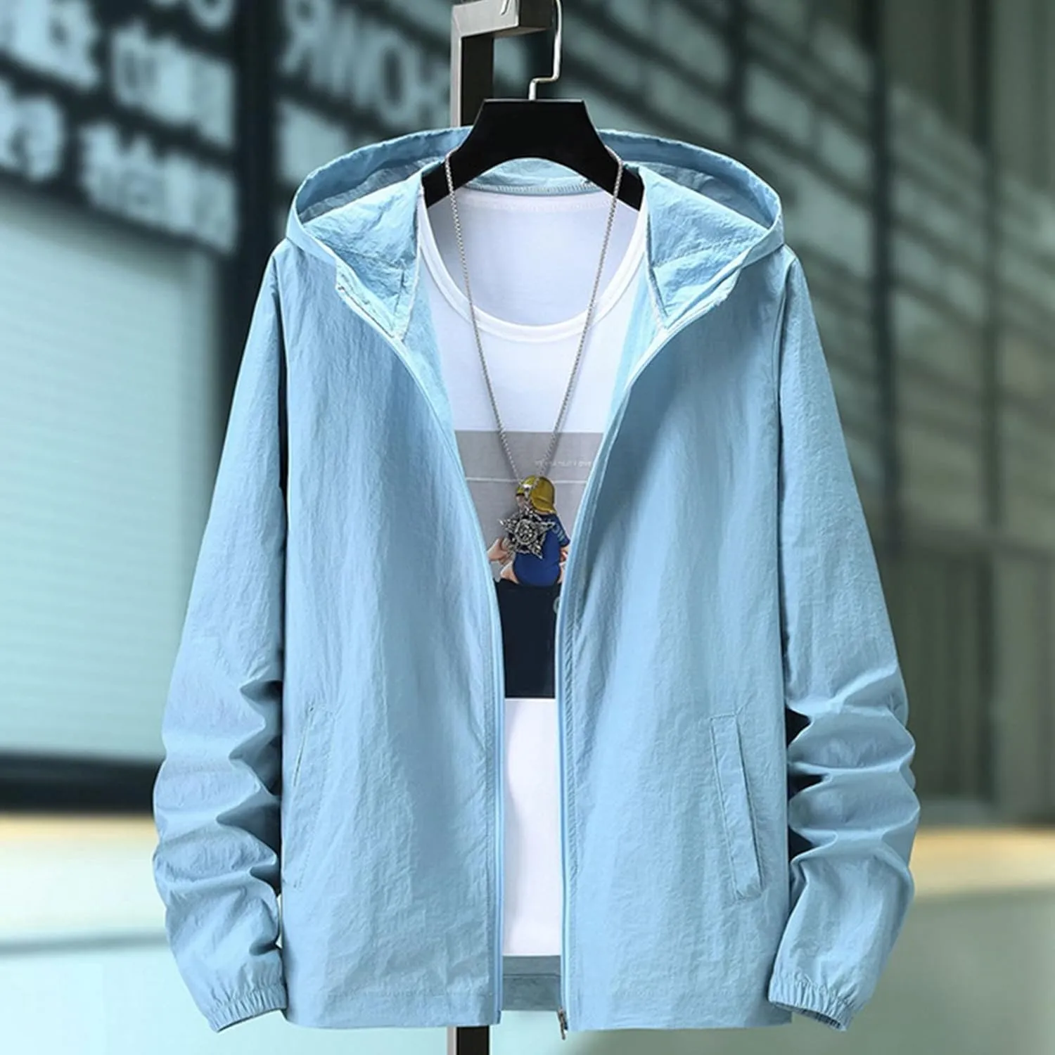 Bomber Jacket Men, Mens Hip Hop Streetwear Windbreaker Jacket Lightweight Casual Outdoor Bomber Jacket Coat with Hood