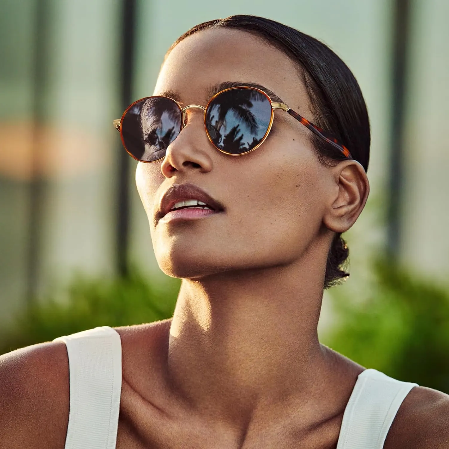 CARFIA Metal Acetate Polarized Sunglasses for Women UV400 Protection, Retro Small Round Anti-Glare Glasses Driving Shades