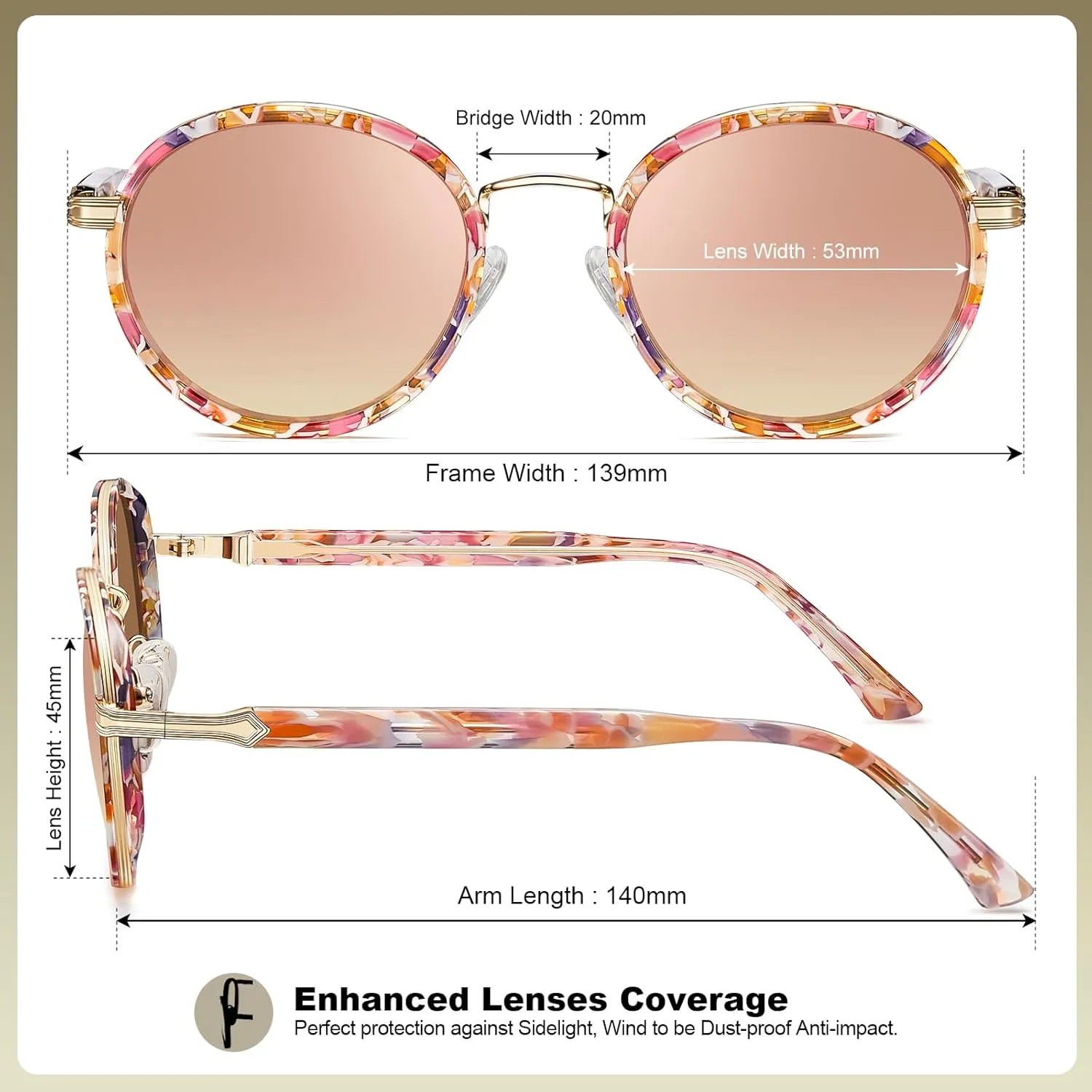 CARFIA Unique Metal Combine Acetate High-End Designer Polarized Womens Sunglasses CA1951