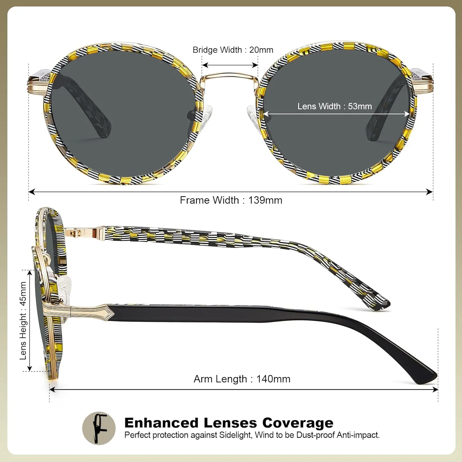 CARFIA Unique Metal Combine Acetate High-End Designer Polarized Womens Sunglasses CA1951