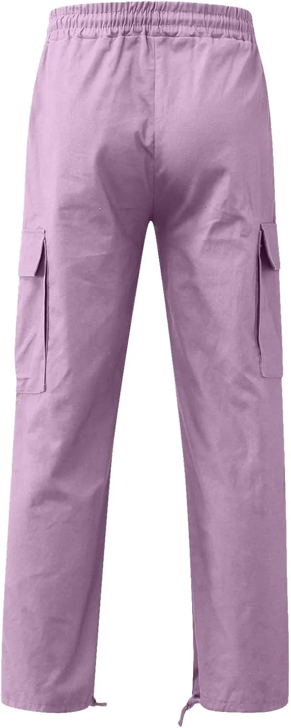Cargo Pants for Men Relaxed Fit Mens Cargo Pants with Zipper Pockets Mens High Waisted Baggy Jogger Sweatpants Lounge