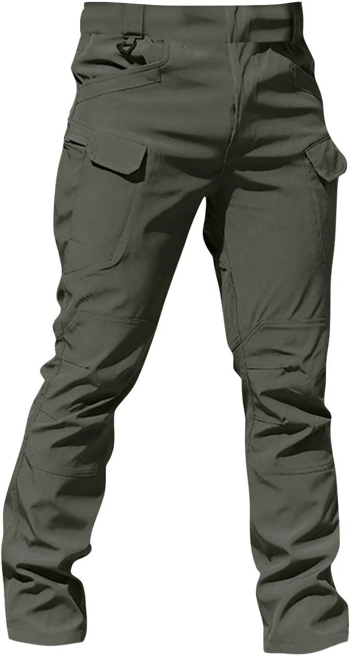 Cargo Pants for Men Stretch Button Waist Tactical Pants Relaxed Fit Lightweight Tapered Sweatpants with Pockets