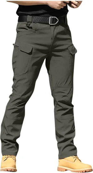 Cargo Pants for Men Stretch Button Waist Tactical Pants Relaxed Fit Lightweight Tapered Sweatpants with Pockets