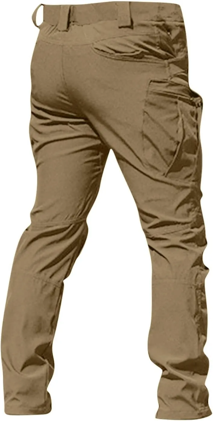 Cargo Pants for Men Stretch Button Waist Tactical Pants Relaxed Fit Lightweight Tapered Sweatpants with Pockets