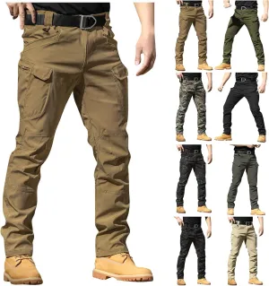 Cargo Pants for Men Stretch Button Waist Tactical Pants Relaxed Fit Lightweight Tapered Sweatpants with Pockets