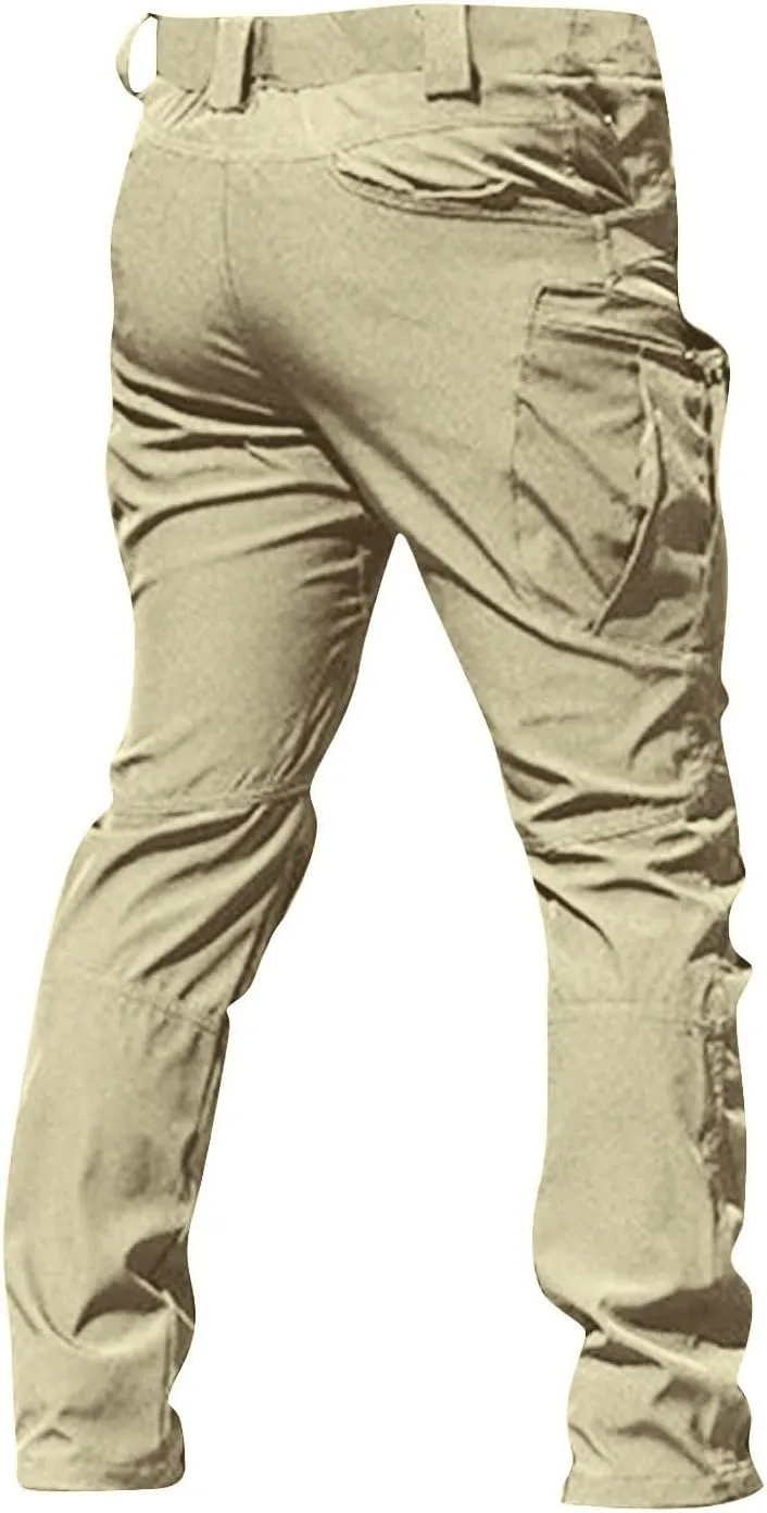 Cargo Pants for Men Stretch Button Waist Tactical Pants Relaxed Fit Lightweight Tapered Sweatpants with Pockets