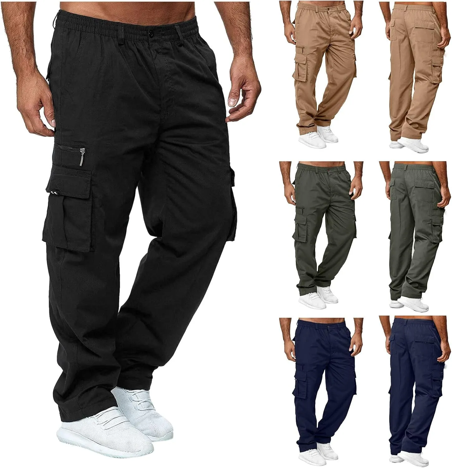 Cargo Sweatpants for Men Mens Lounge Pants Linen Drawstring Elastic Waist Baggy Drop Crotch Sweatpants Trousers Mens