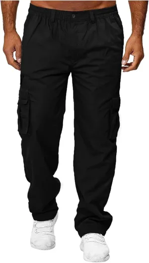 Cargo Sweatpants for Men Mens Lounge Pants Linen Drawstring Elastic Waist Baggy Drop Crotch Sweatpants Trousers Mens