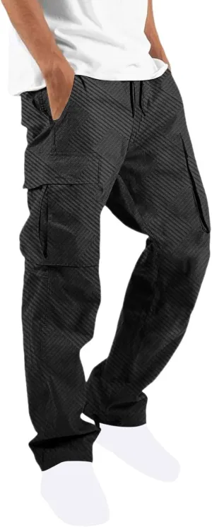 Cargo Work Pants for Men Straight Leg Fit Adjustable Cuff Drawstring Pants Casual Sport Trousers with Pockets