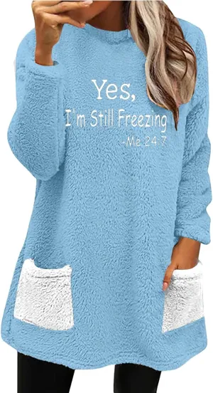 Ceboyel Womens Fleece Lined Sweatshirts Sherpa Fuzzy Sweater Long Sleeve Cute Tops Pullover Warm Winter Trendy Clothing