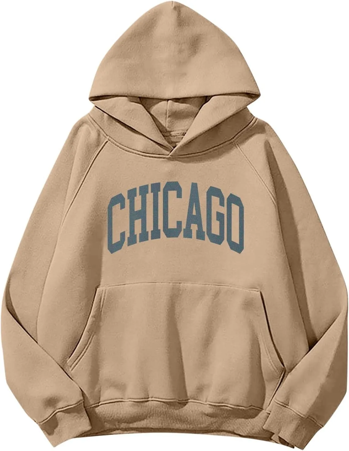 Chicago Hoodies for Women Cozy Sweatshirt Y2K Crewneck Long Sleeve Pullover Oversized Hoodie with Pockets
