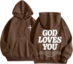 Christian Hoodies for Men Women Bible Verse Letter Graphic Printed Hoodies Casual Drawstring Long Sleeve Tops with Pockets