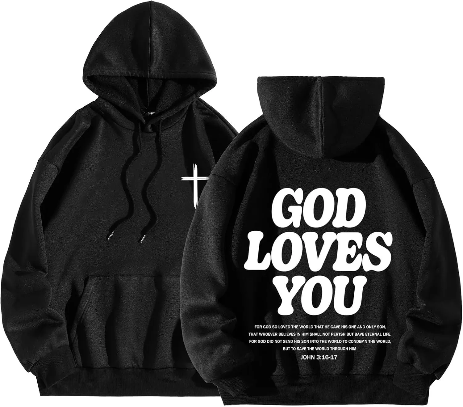 Christian Hoodies for Men Women Bible Verse Letter Graphic Printed Hoodies Casual Drawstring Long Sleeve Tops with Pockets