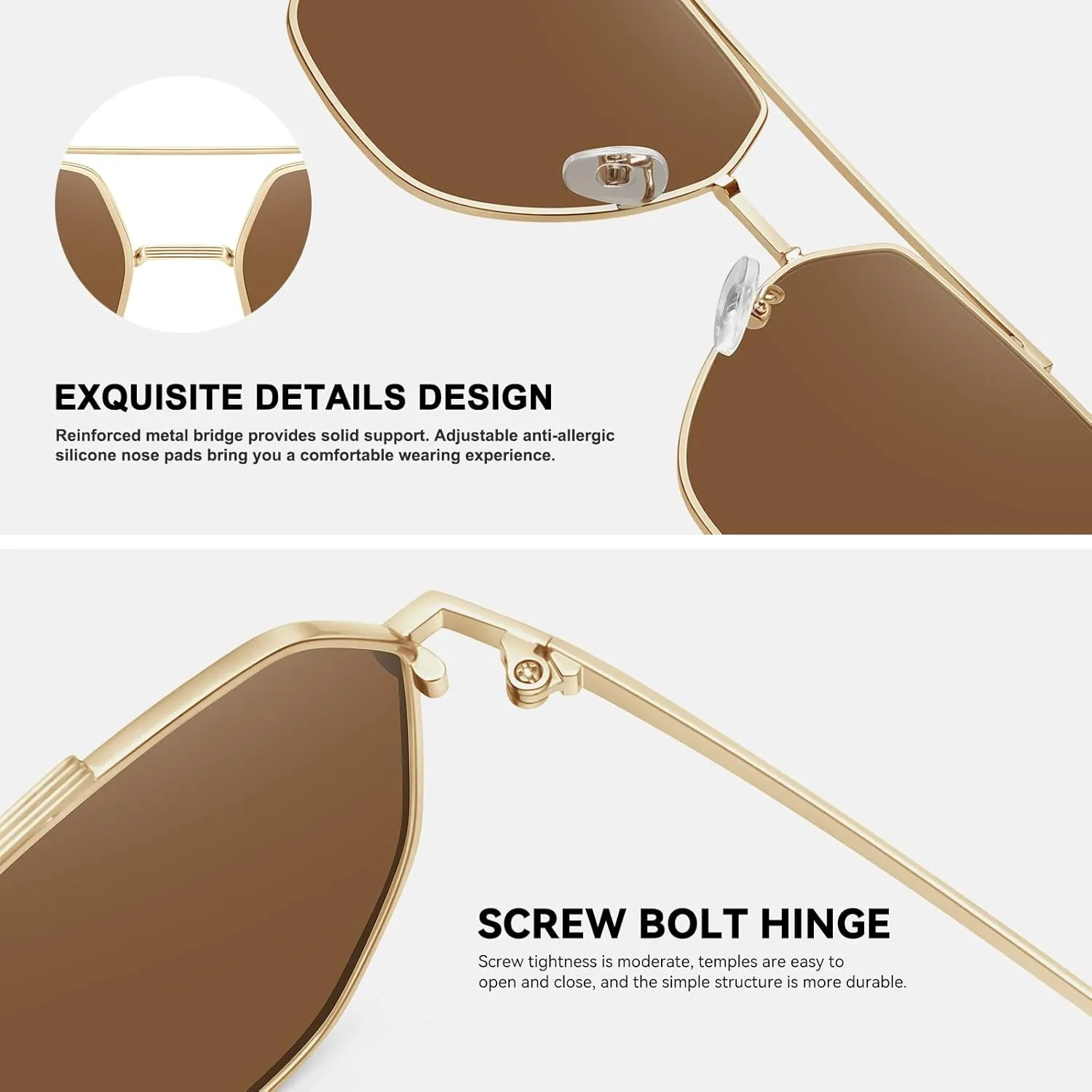 Classic Aviator Sunglasses for Women Men Trendy Square Oversize Polarized Sunglasses