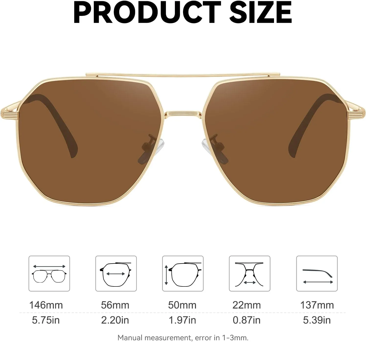 Classic Aviator Sunglasses for Women Men Trendy Square Oversize Polarized Sunglasses