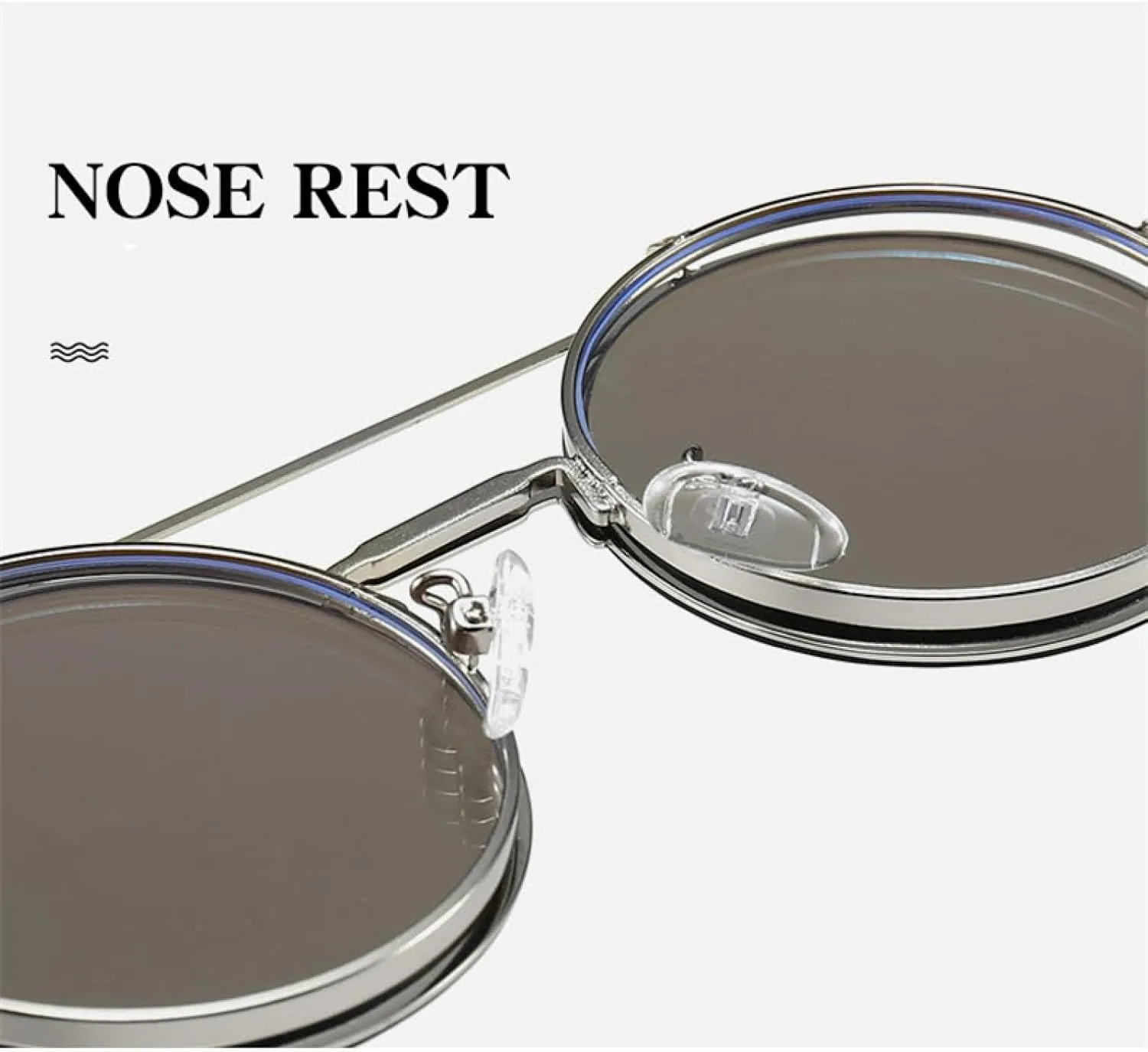 Classic Vintage Round Steampunk Men Women Fashion Metal Mirror Flip Lens Sun Glasses Uv400
