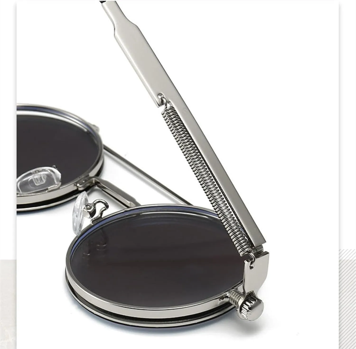Classic Vintage Round Steampunk Men Women Fashion Metal Mirror Flip Lens Sun Glasses Uv400