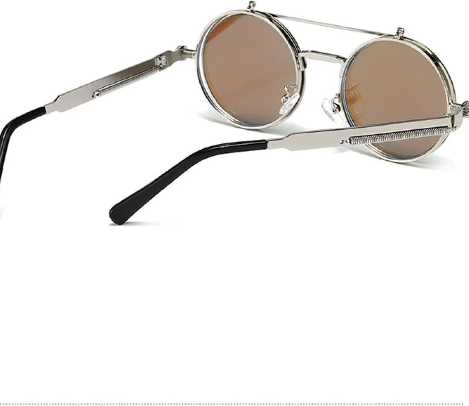 Classic Vintage Round Steampunk Men Women Fashion Metal Mirror Flip Lens Sun Glasses Uv400