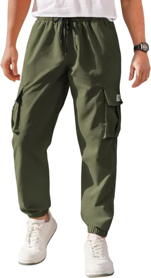 COOFANDY Mens Casual Joggers Pants Stretch Waist Drawstring Cargo Pants Tapered Sweatpants with Pockets