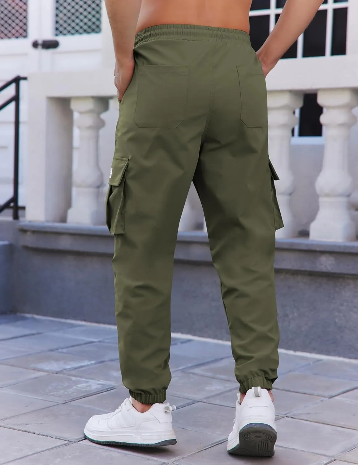 COOFANDY Mens Casual Joggers Pants Stretch Waist Drawstring Cargo Pants Tapered Sweatpants with Pockets