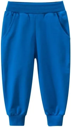 Cotton Casual Sweatpants Girls Elastic Waist Side Pockets Yellow Joggers Loose Fit Soft Cotton Blend Activewear Sports