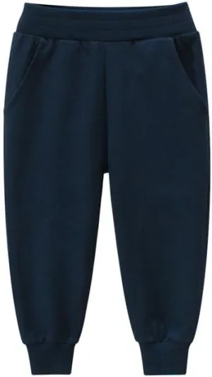 Cotton Casual Sweatpants Girls Elastic Waist Side Pockets Yellow Joggers Loose Fit Soft Cotton Blend Activewear Sports