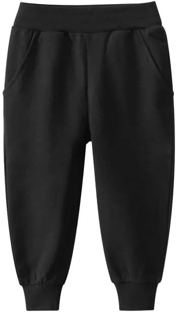 Cotton Casual Sweatpants Girls Elastic Waist Side Pockets Yellow Joggers Loose Fit Soft Cotton Blend Activewear Sports
