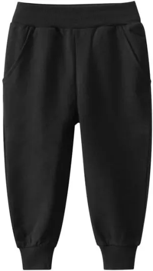 Cotton Casual Sweatpants Girls Elastic Waist Side Pockets Yellow Joggers Loose Fit Soft Cotton Blend Activewear Sports