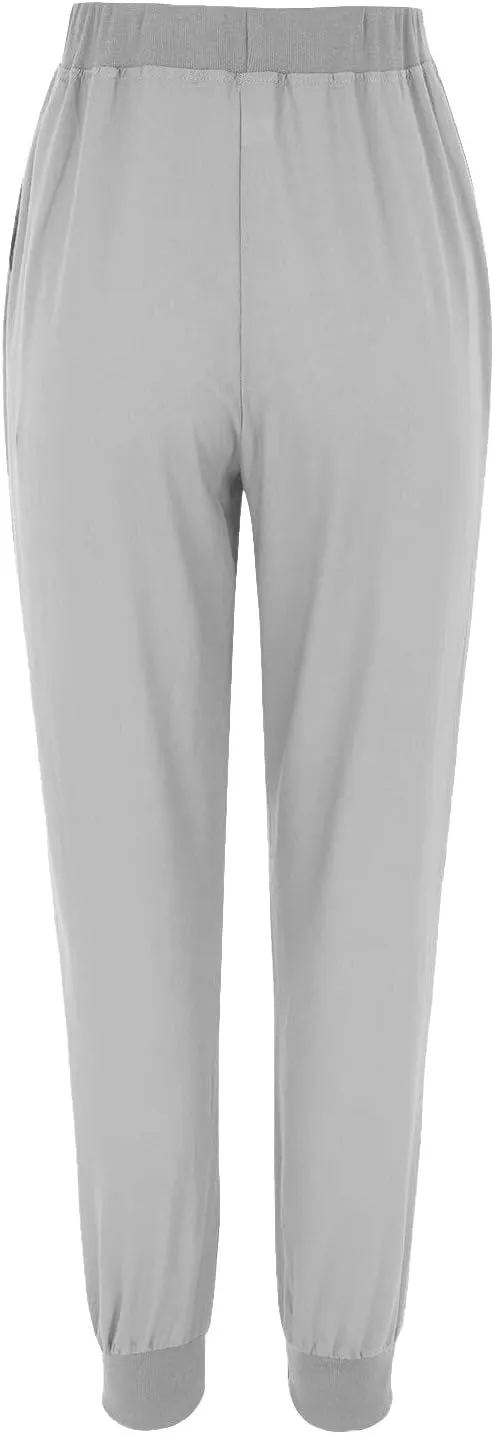 Cotton Linen Tapered Pants Womens Summer Drawstring Elastic Waisted Pant Casual Joggers Travel Trousers with Pockets