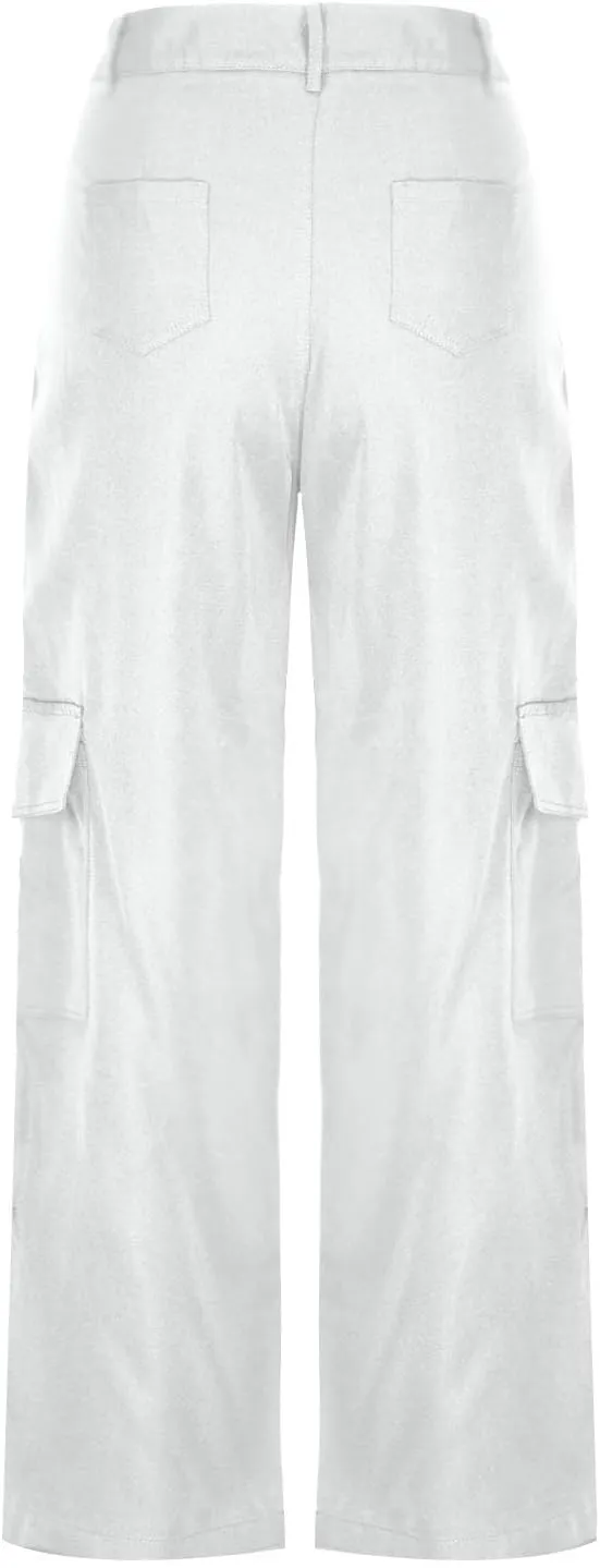 Cute Pants Womens Plus Size Cargo Pants Relax Fit Straight Bootcut Wide Leg Trousers Y2K Teen Girls Trendy Streetwear