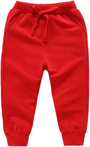 Ding-dong Baby Toddler Kid Boy Solid Cotton Active Pants Casual Drawstring Jogger Sport Jogger Pants