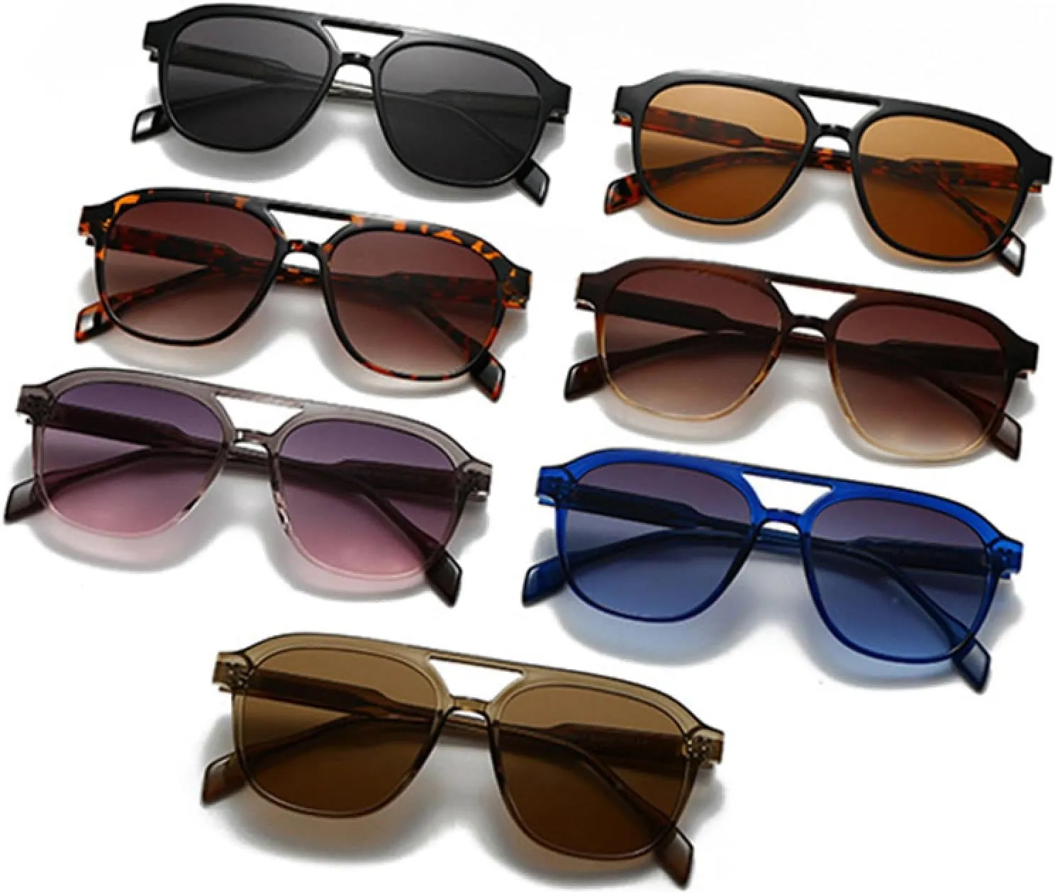 Double Bridges Women Luxury Sunglasses Retro Men Gradient Shades Uv400 Sun Glasses