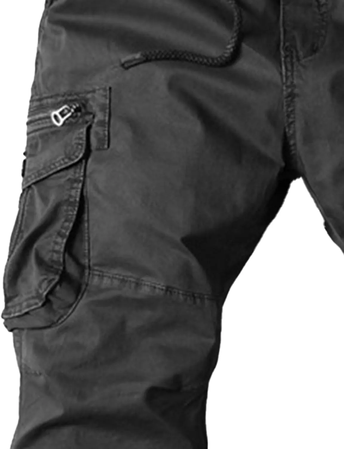 Drawstring Casual Cargo Pants for Men Multi-Pockets Military Cargo Trousers Lightweight Athletic Hiking Sweatpants